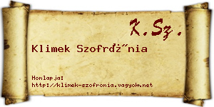 Klimek Szofrónia névjegykártya
